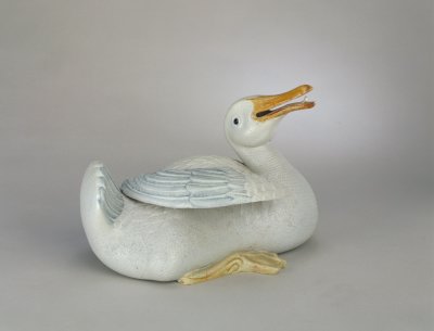Pastel carved porcelain duck