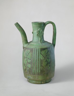 Green glaze tick carved pattern pots