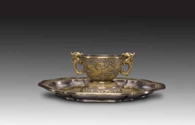 Silver gilt engraved cup