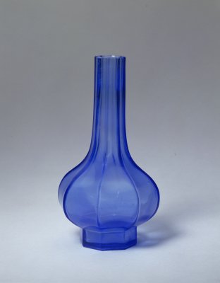 Blue transparent glass bottle 